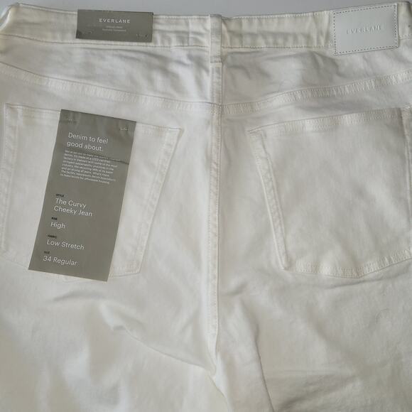 NWT Everlane Curvy Cheeky Jean High Rise Straight Size 34R White Classic Coastal - Picture 4 of 12